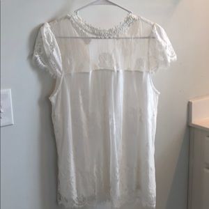 White sheer top blouse.